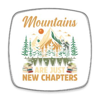 Hiking Mountain Trail Backpacking Outdoors Reading - Square fridge magnet - white - Front