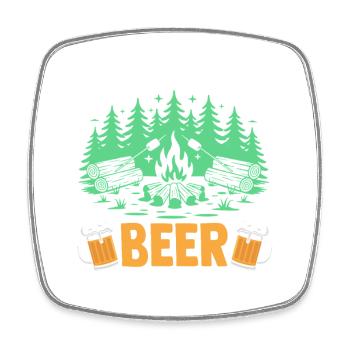Hiking Mountain Trail Backpacking Outdoors Poaching - Square fridge magnet - white - Front
