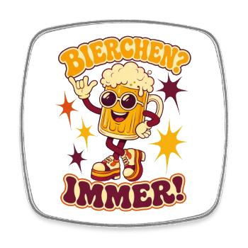 Bierchen Immer Bier Shirt - Viereckiger Kühlschrankmagnet - Weiß - Vorne