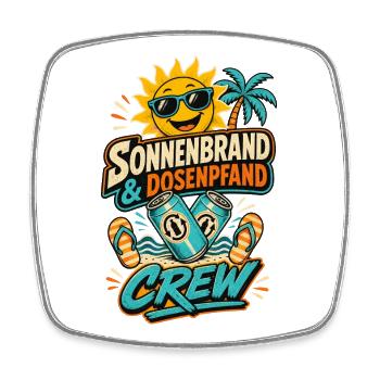 Sonnenbrand Dosenpfand Crew Shirt - Viereckiger Kühlschrankmagnet - Weiß - Vorne