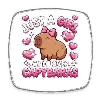 Just a Girl Who Loves Capybaras - Square fridge magnet - white - Front