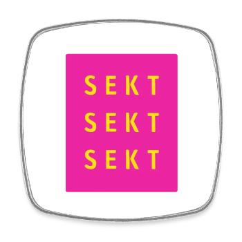 Sekt Dreifach Neon Pink - Viereckiger Kühlschrankmagnet - Weiß - Vorne