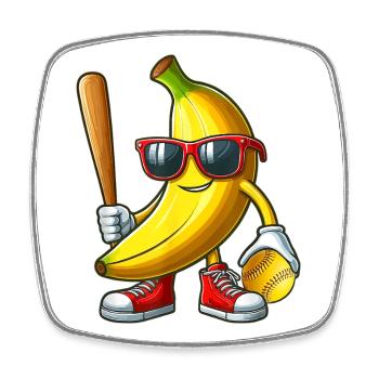 Banana Sunglasses Playing Softball - Square fridge magnet - white - Front