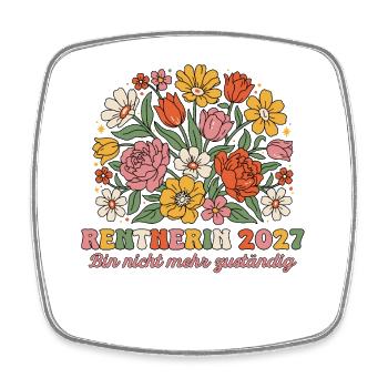 Rentnerin 2027 Nicht mehr zuständig Retro Blumen - Viereckiger Kühlschrankmagnet - Weiß - Vorne