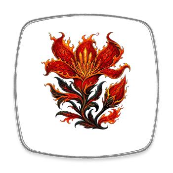 Flame Blossom Phoenix Plant - Square fridge magnet - white - Front