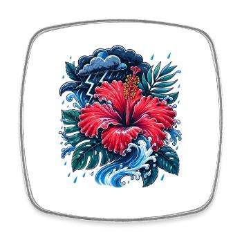 Hibiscus Storm Wave - Square fridge magnet - white - Front