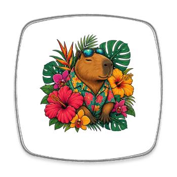 Hawaiianischer Bär mit Hibiskus - Viereckiger Kühlschrankmagnet - Weiß - Vorne