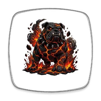 Lava Bulldogge mit Flammenkrallen - Viereckiger Kühlschrankmagnet - Weiß - Vorne