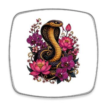 Cobra and flower magic - Square fridge magnet - white - Front