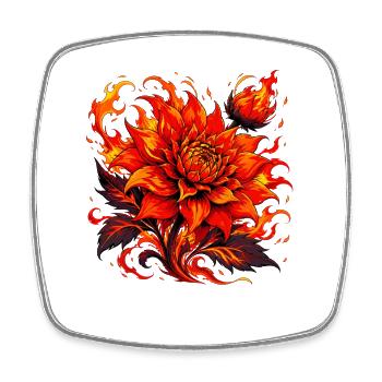 Rose de Flamme Fleur de Feu - Magnet carré - blanc - Devant