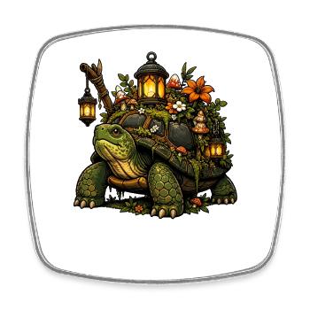 Lanterns turtle in the forest garden - Square fridge magnet - white - Front