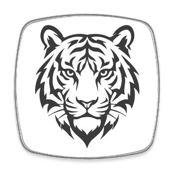 Empreinte de tête tribale de tigre - Magnet carré - blanc - Devant