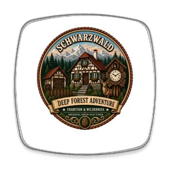 Schwarzwald mit Berge Wald Landschaft Hirsch Uhr - Viereckiger Kühlschrankmagnet - Weiß - Vorne