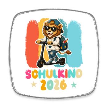 Einschulung Schulkind 2026 Junge Mädchen Löwe - Viereckiger Kühlschrankmagnet - Weiß - Vorne