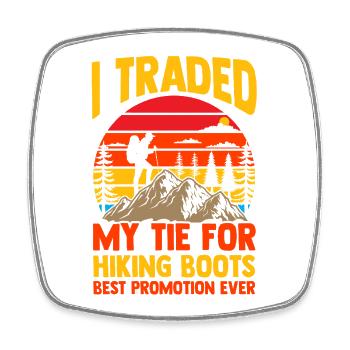 Hiking Mountain Trail Backpacking Outdoors Retired - Square fridge magnet - white - Front