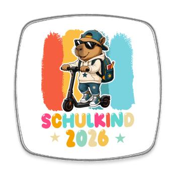 Einschulung Schulkind 2026 Junge Mädchen Cabybara - Viereckiger Kühlschrankmagnet - Weiß - Vorne