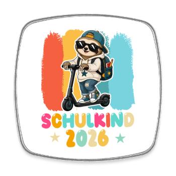 Einschulung Schulkind 2026 Junge Mädchen Faultier - Viereckiger Kühlschrankmagnet - Weiß - Vorne