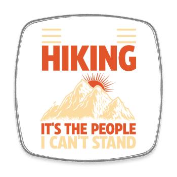 Hiking Mountain Trail Backpacking Outdoors Poaching - Square fridge magnet - white - Front