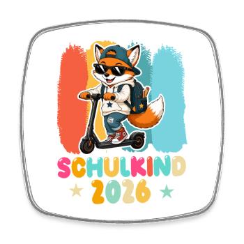Einschulung Schulkind 2026 Junge Mädchen Fuchs - Viereckiger Kühlschrankmagnet - Weiß - Vorne
