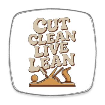 Ébéniste Cut Clean Live Lean Custom Meubreries - Magnet carré - blanc - Devant