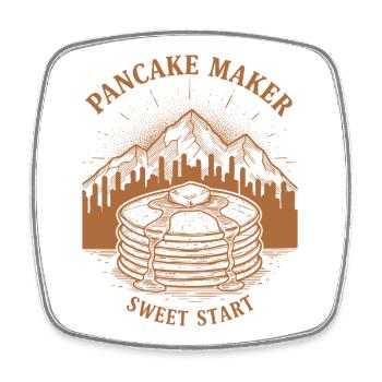 Breakfast Pancake Maker Sweet Start Funny Brunch - Square fridge magnet - white - Front