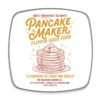 Breakfast Pancake Maker Flippin Good Food Brunch - Square fridge magnet - white - Front