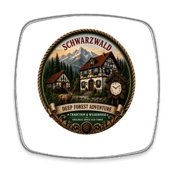 Schwarzwald mit Berge Wald Landschaft Hirsch Uhr - Viereckiger Kühlschrankmagnet - Weiß - Vorne