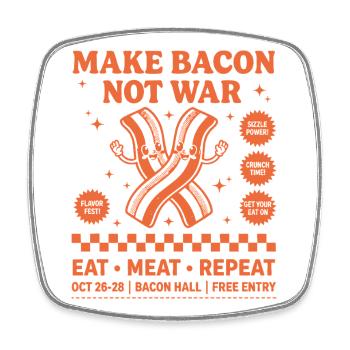 Breakfast Bacon Lovers Funny Brunch Coffee Food - Square fridge magnet - white - Front