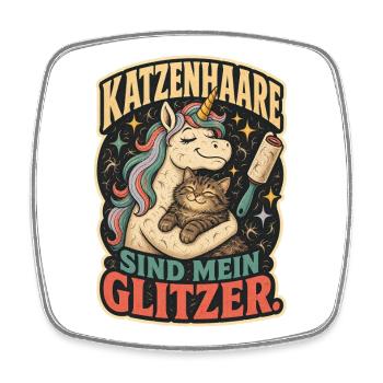 Katzenhaare sind mein Glitzer Shirt - Viereckiger Kühlschrankmagnet - Weiß - Vorne