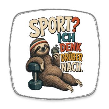 Faultier Sport Denk Drüber Nach Shirt - Viereckiger Kühlschrankmagnet - Weiß - Vorne