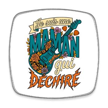 Je Suis Une Maman Qui Déchire Guitare Rock - Magnet carré - blanc - Devant