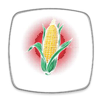 Look coloré Corn on the Bob Style Pop rétro Vegetable Comic - Magnet carré - blanc - Devant