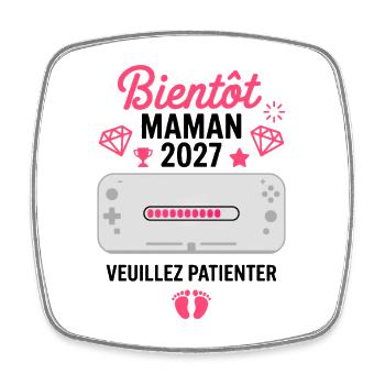 Bientôt Maman 2027 Gamer Annonce Grossesse - Magnet carré - blanc - Devant