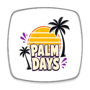 Palm Days – Couchers de soleil rétro et palmiers - Magnet carré - blanc - Devant