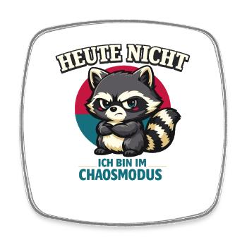 Heute nicht – frecher Waschbär im Chaosmodus - Viereckiger Kühlschrankmagnet - Weiß - Vorne