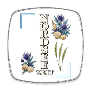 Nordsee Zeit – maritime Küsten liebe mit Disteln - Viereckiger Kühlschrankmagnet - Weiß - Vorne