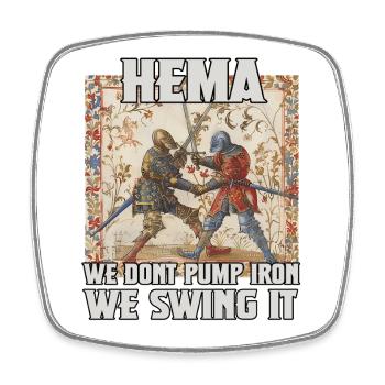 HEMA Fanatics Renaissance of longsword fencing - Square fridge magnet - white - Front