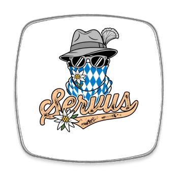 Homme bavarois à lunettes et chapeau bavarois Servus - Magnet carré - blanc - Devant