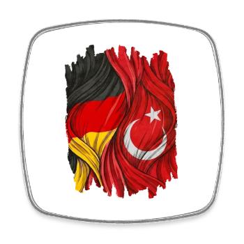 Drapeaux fiers de l’Allemagne et de la Turquie - Magnet carré - blanc - Devant