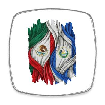 Fiers des drapeaux du Mexique et du Salvador - Magnet carré - blanc - Devant