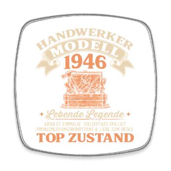 80. Geburtstag Handwerker Modell 1946 - Viereckiger Kühlschrankmagnet - Weiß - Vorne