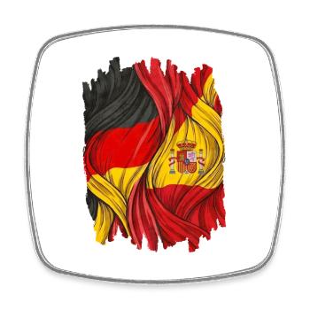 Proud of the flags of Germany and Spain - Square fridge magnet - white - Front