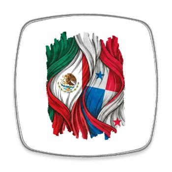 Fiers des drapeaux du Mexique et du Panama - Magnet carré - blanc - Devant