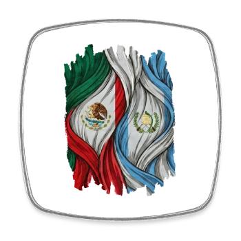 Fiers des drapeaux du Mexique et du Guatemala - Magnet carré - blanc - Devant