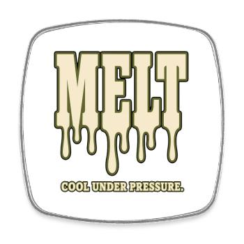 MELT – Refroidir sous pression | Humour sur le stress - Magnet carré - blanc - Devant