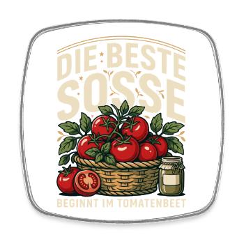 Tomatenbeet Soßenkunst - Viereckiger Kühlschrankmagnet - Weiß - Vorne