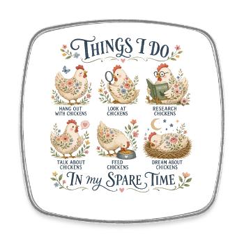 Passion Chickens Humor Farmer Retro - Square fridge magnet - white - Front