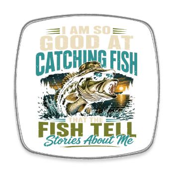 Pêcheur Légendaire Humour Rétro Poisson Vintage - Magnet carré - blanc - Devant