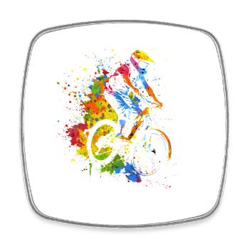 90s Mountain Bike Cyclist - Square fridge magnet - white - Front
