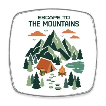 Randonnée - Aventure en plein air - Évasion à la montagne - Magnet carré - blanc - Devant